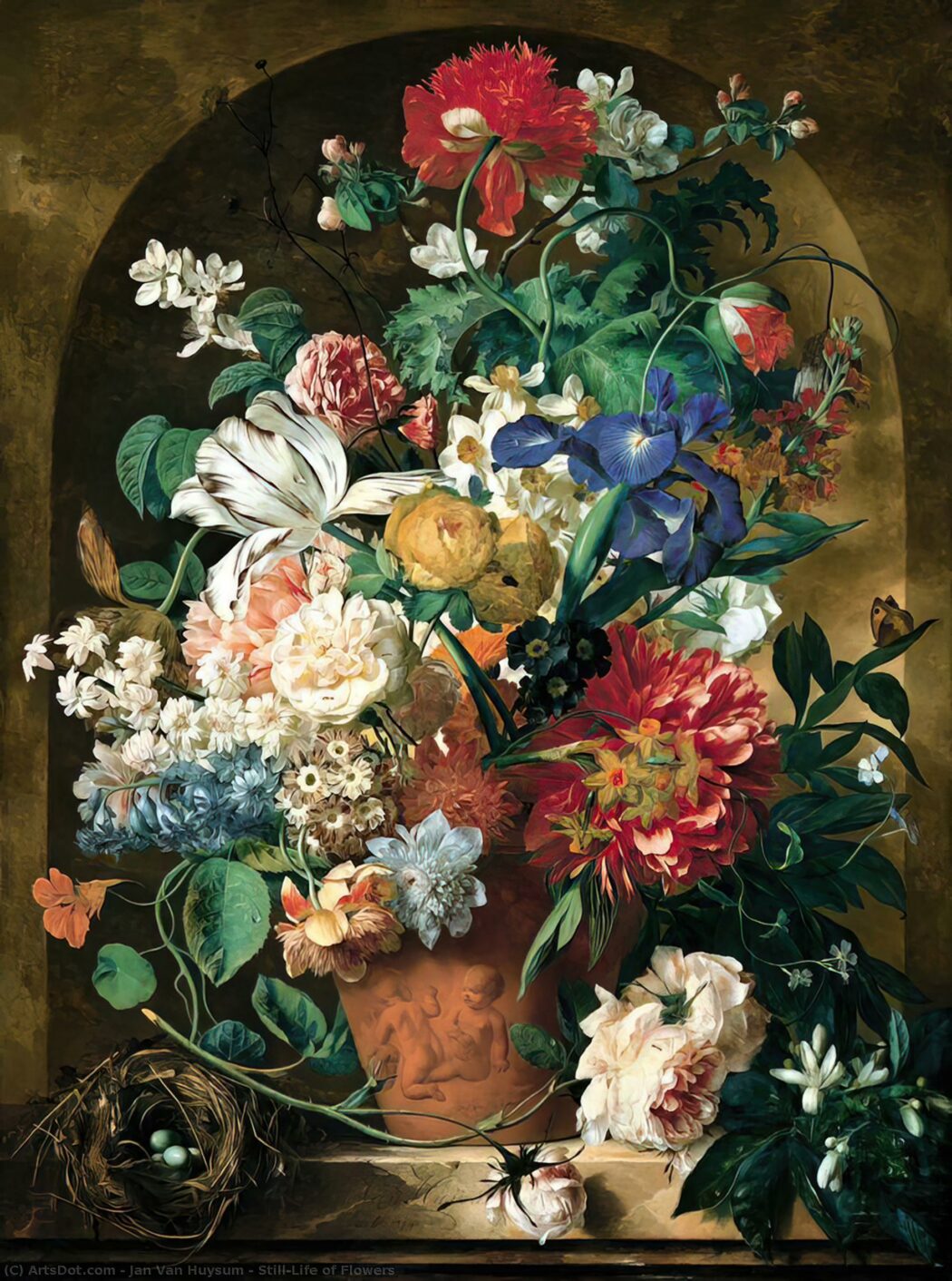 Jan Van Huysum cesto di fiori scalati