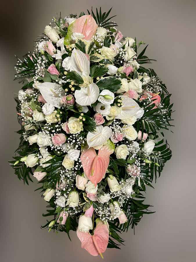 Cuscino di fiori extra bianco e rosa