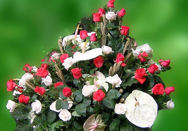Addobbo funebre cod-06 bianco e rosso